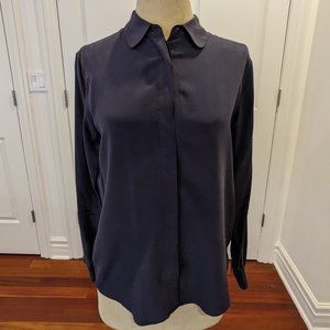 Everlane Silk Blouse Navy Blue Size Small